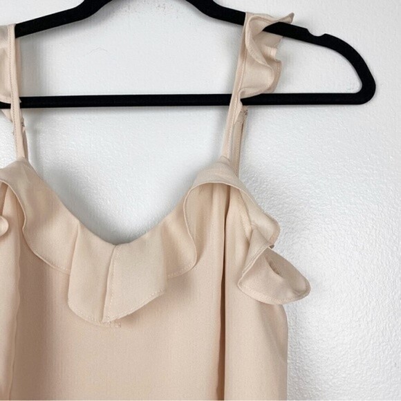 Lulu's Utterly Lovely Blush Ruffled Trimmed V-Neckline Cami Tank Top Size S - Picture 4 of 10